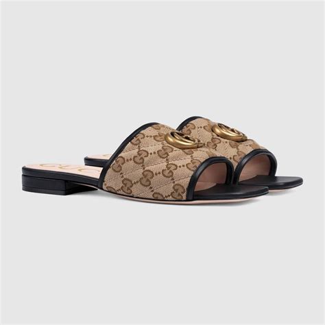 gucci women's matelassé rubber slide|Women's GG matelassé canvas slide sandal .